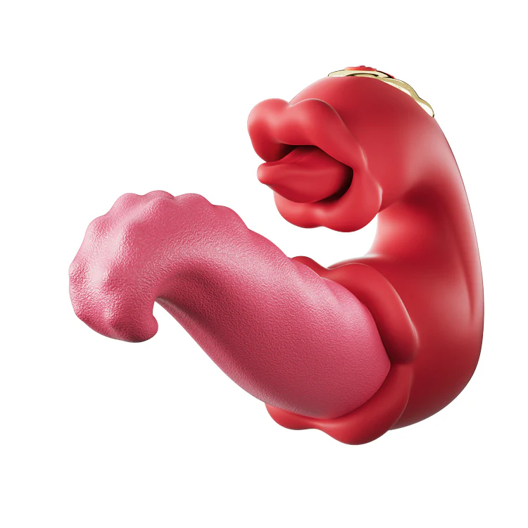 Rose Tongue Clit Licking Dual Vibrator Dildo 