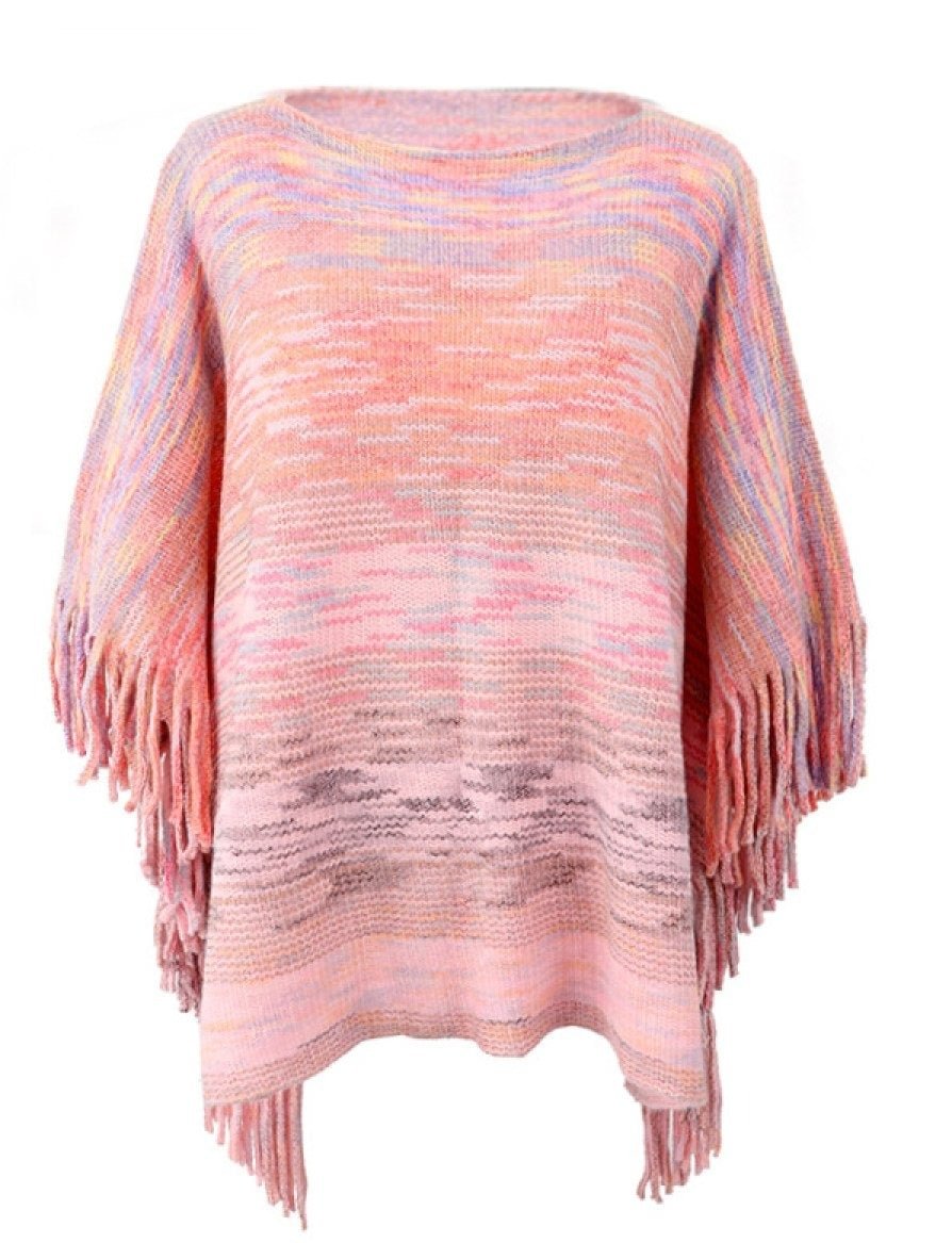 Fancy Yarn Crew Neck Fringe Embellished Pullover | EGEMISS