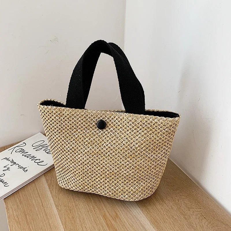 Women Handbag Summer Beach Bag Rattan Woven Handmade Knitted Straw Large Capacity Totes Leather Women Shoulder Bag Bohemia New