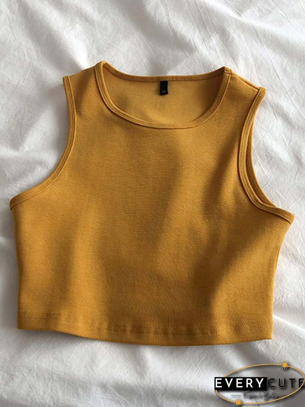 Summer New Ladies Retro Crop Top High Waist Slimming Stretch Slim Short Sleeveless Bottoming Top