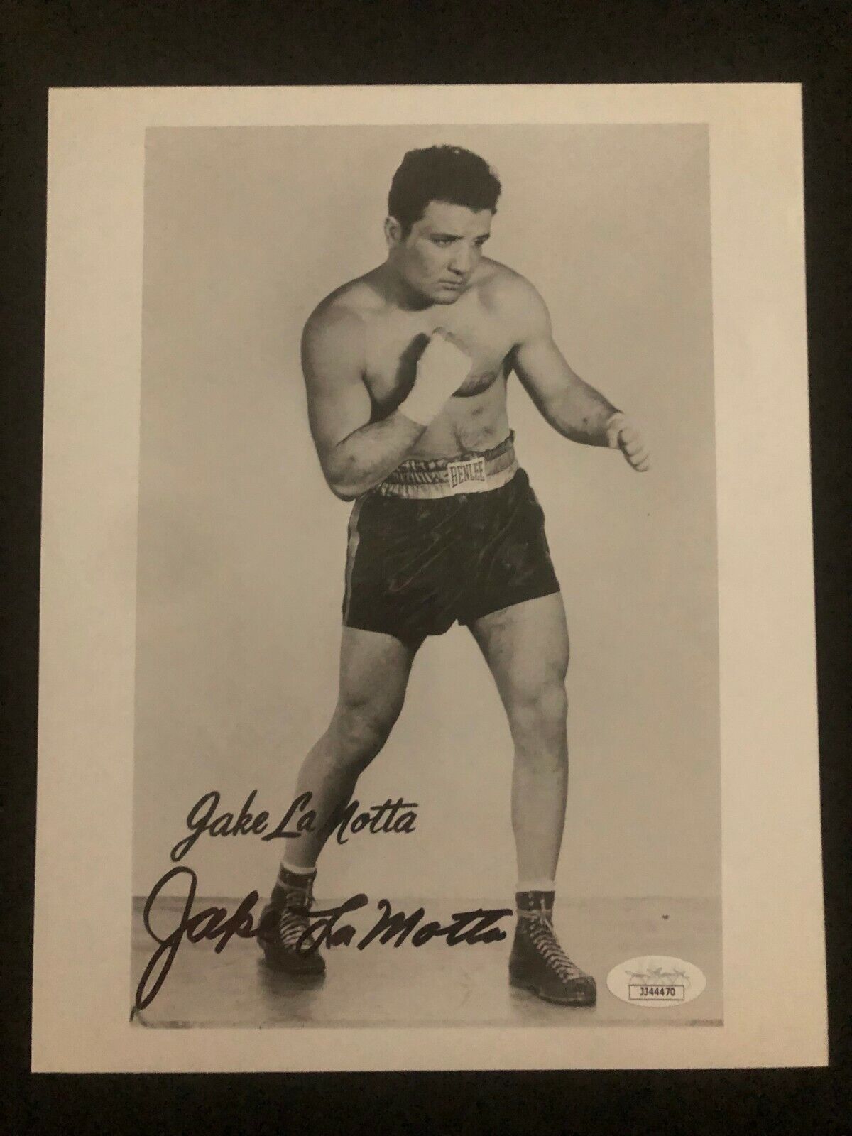 Jake LaMotta Signed Photo Poster painting - Raging Bull Middleweight World Champion JSA #JJ44470