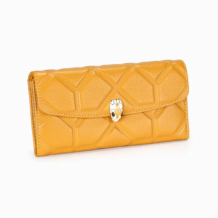 Cowhide Long Women's Elegant Leather Small Holder Large Snake Purse