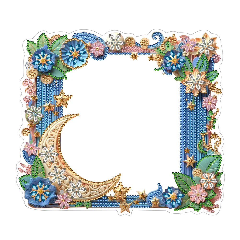 DIY Flower Moon Special Shape Diamond Painting Picture Frame for Home Office