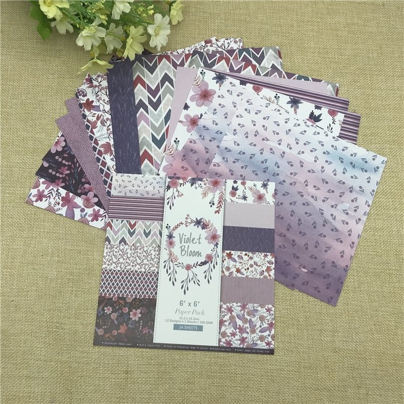 24 sheet 6"X6" Violet Bloom of the flower patterned paper Scrapbooking paper pack handmade craft paper craft Background pad