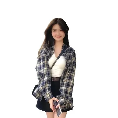 Uveng Uveng Shirt Men's Spring / Summer 2024 New Lazy Style Retro Loose Shirt Cardigan Coat Long-Sleeved Top