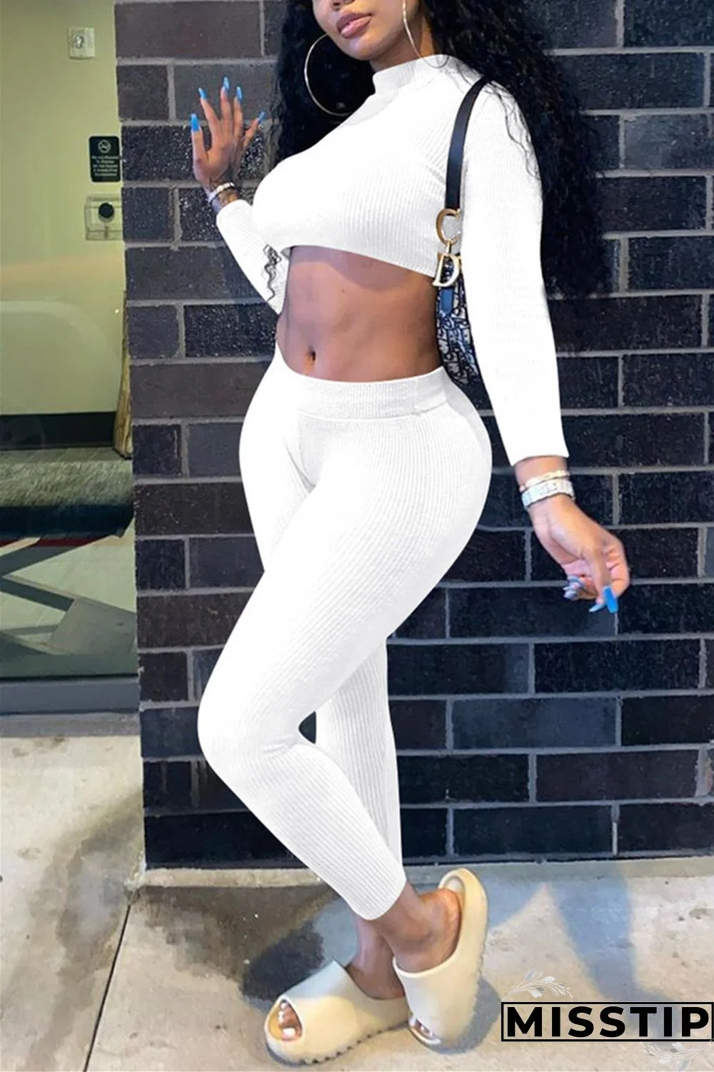 Blue and gray Fashion Street SportswearSolid Pullovers Half A Turtleneck Two Pieces