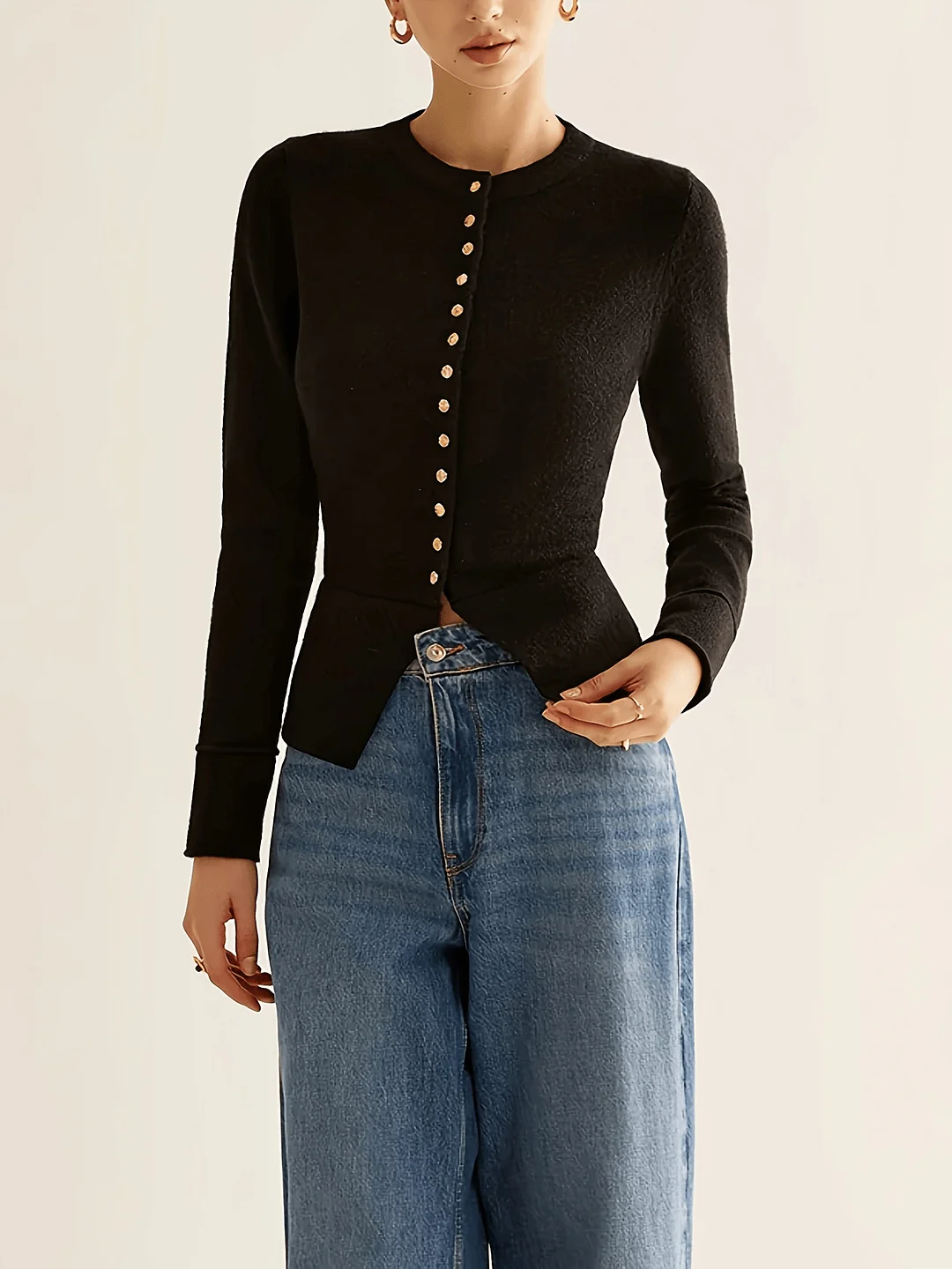 Nigikala Nigikala And Winter Women's Button Knitted Cardigan Fashion Temperament Elegant Sweater