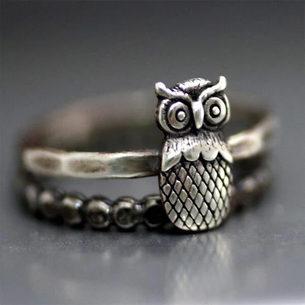 Vintage Little Owl Silver Ring