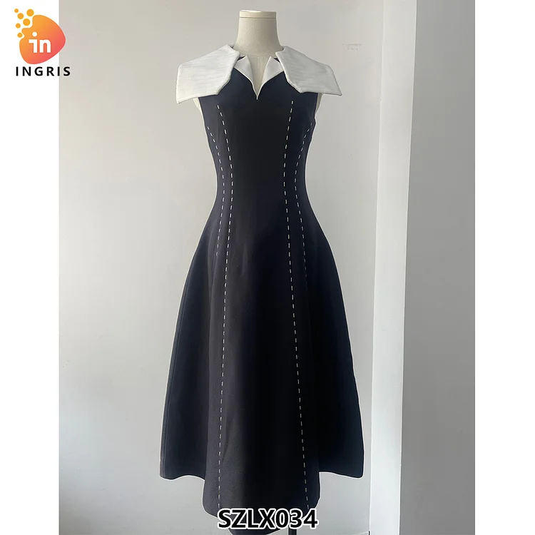 Niche Design Vest Dress Contrast Color Two-Piece Suit Luxury Women Sex Evening Casual Elegant Party Dress-SZLX034