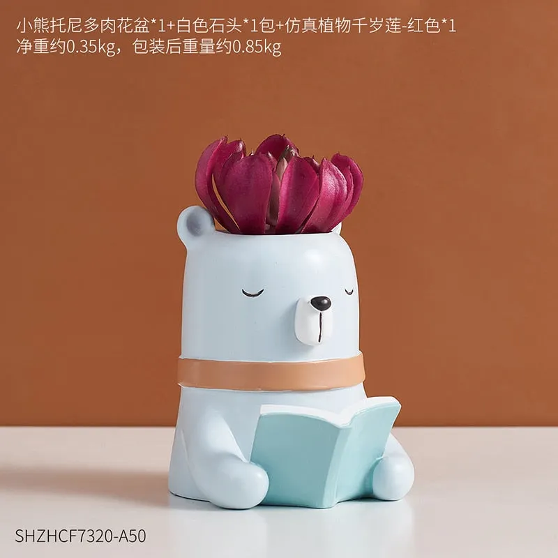 Cartoon Animal Flowerpot Balcony Decorations Pots for Plants and Flowers Garden Pots Modern Home Office Decor Children's Gifts