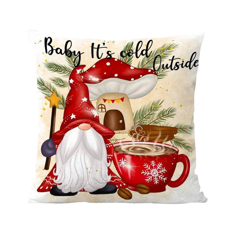 11CT Printed Christmas Goblin Cross Stitch Pillowcase Embroidery Pillow Cover