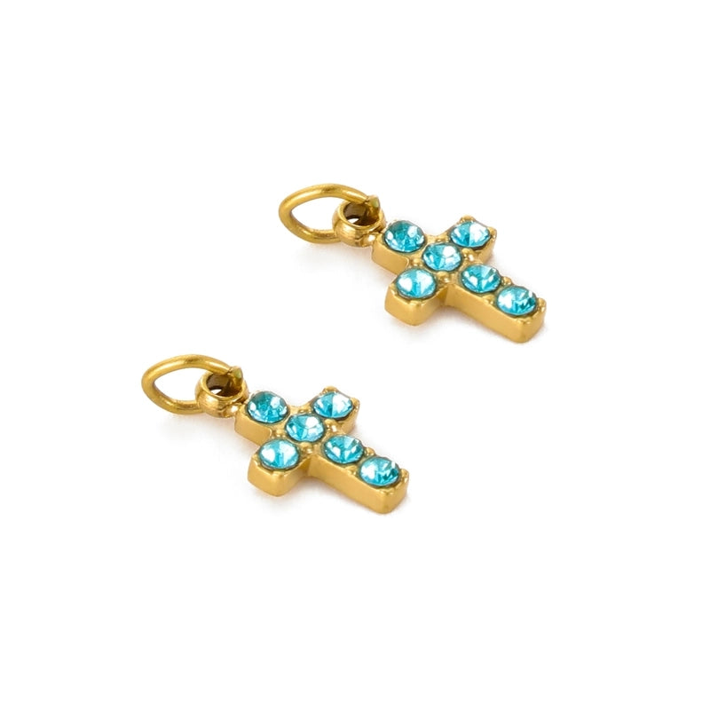 1 Piece 5*9mm Titanium Steel Zircon Cross Pendant Jewelry Accessories