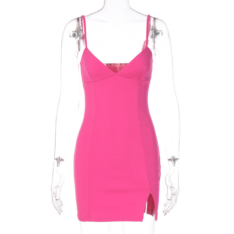 Llyge V-neck Backless Sleeveless Split Dress llyge
