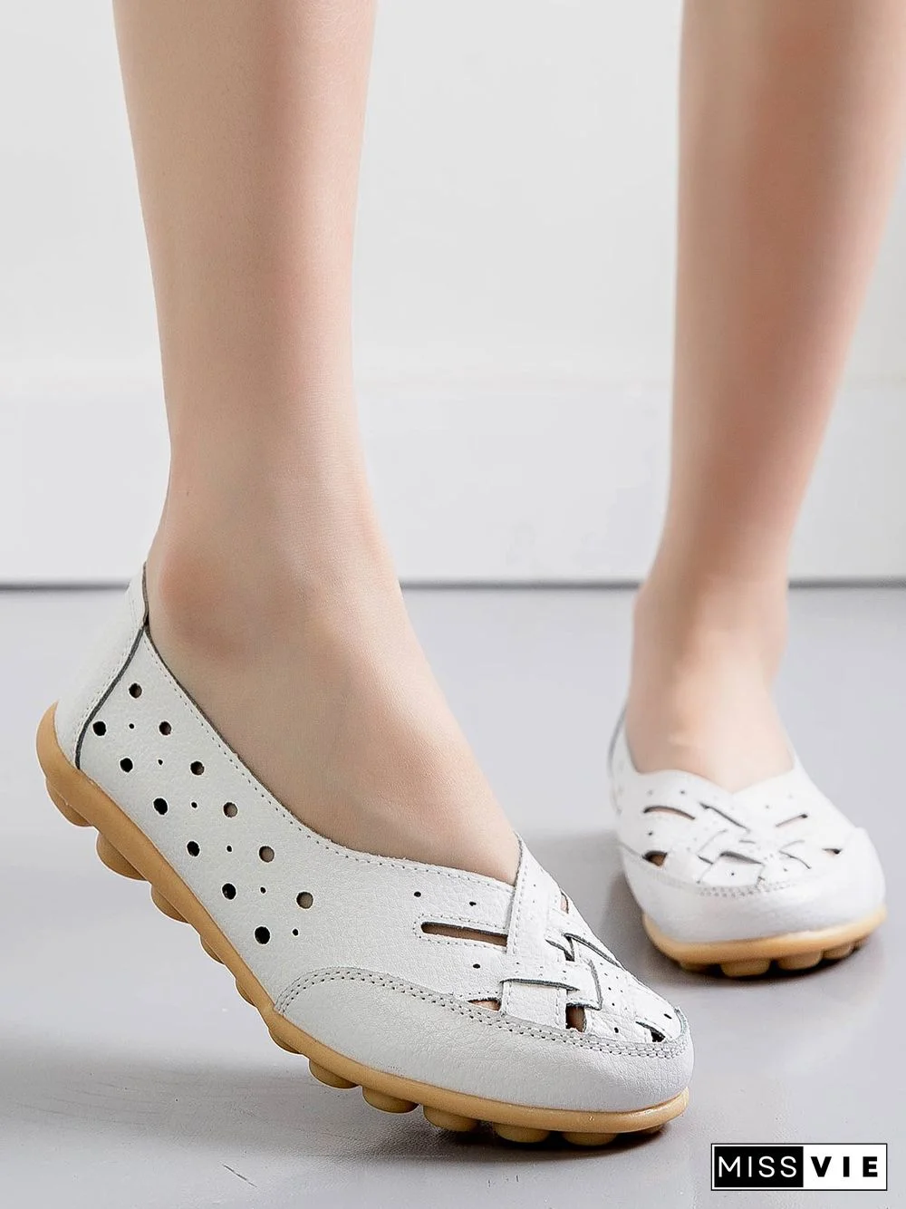 Hollow Leather Soft Sole Shoes