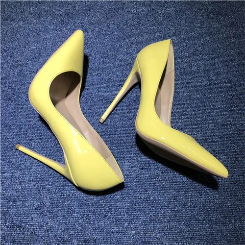 VCshoes Women Pump 12cm High Heels Shoes Yellow Shoes Woman Bride Wedding Shoes Ladies Party Evening Nightclub QP090