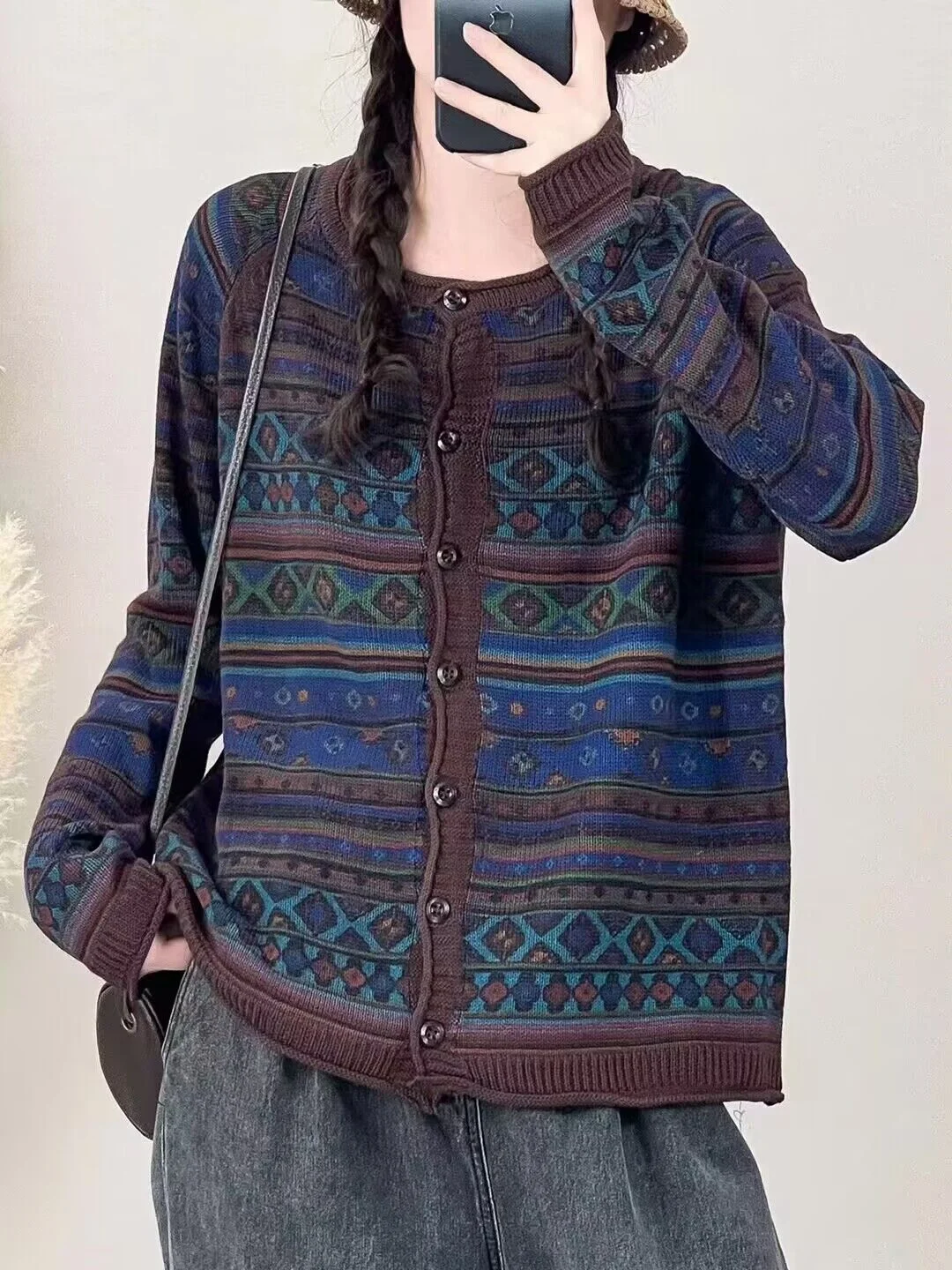 Chicfifth Sweater Women Winter Long Sleeve High Quality Autumn Vintage Top Knitted Cardigan