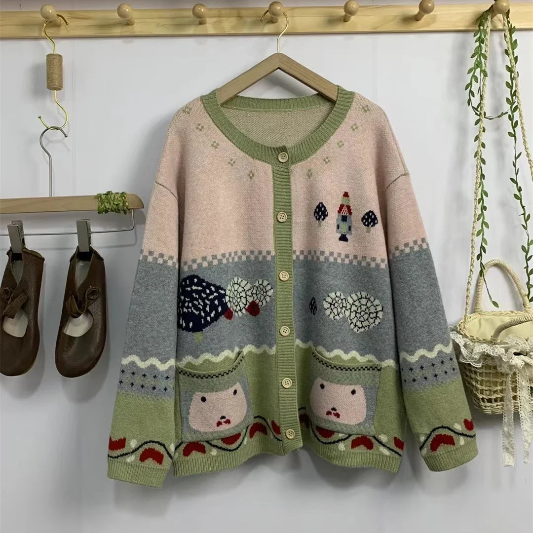 Chicfifth Sweater Women Winter Long Sleeve High Quality Autumn Vintage Top Knitted Cardigan