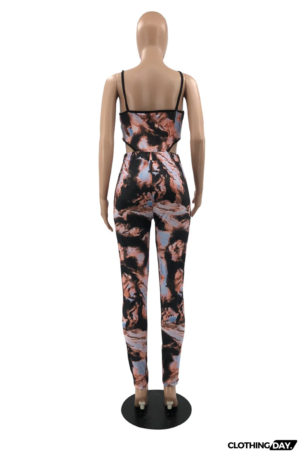 Multi-color Fashion Sexy Print Backless Spaghetti Strap Sleeveless Two Pieces