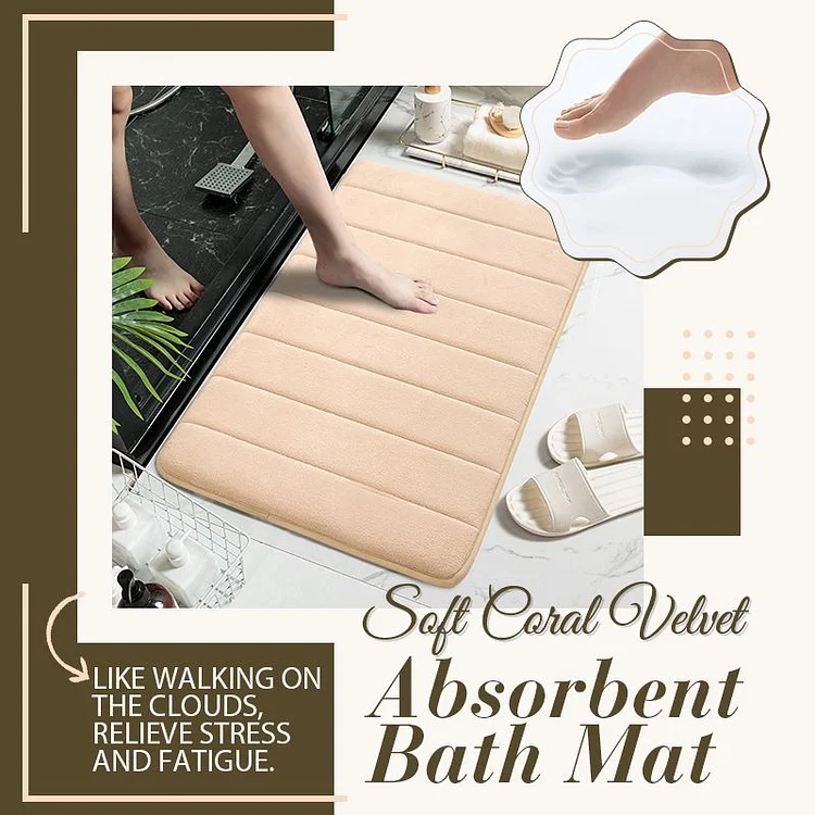 Soft Coral Velvet Absorbent Bath Mat