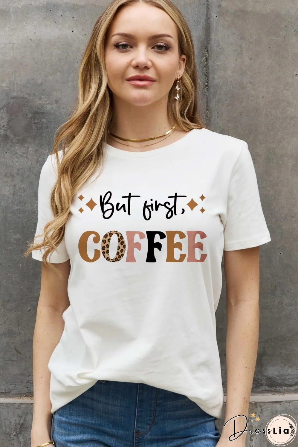 Simply Love Full Size BUT FIRST COFFEE Graphic Cotton Tee