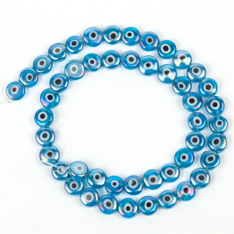 New 6/8/10mm Multi-Color Flat Devil Eye DIY Bracelet Accessories Semi-Finished Products In Stock Mixed Batch