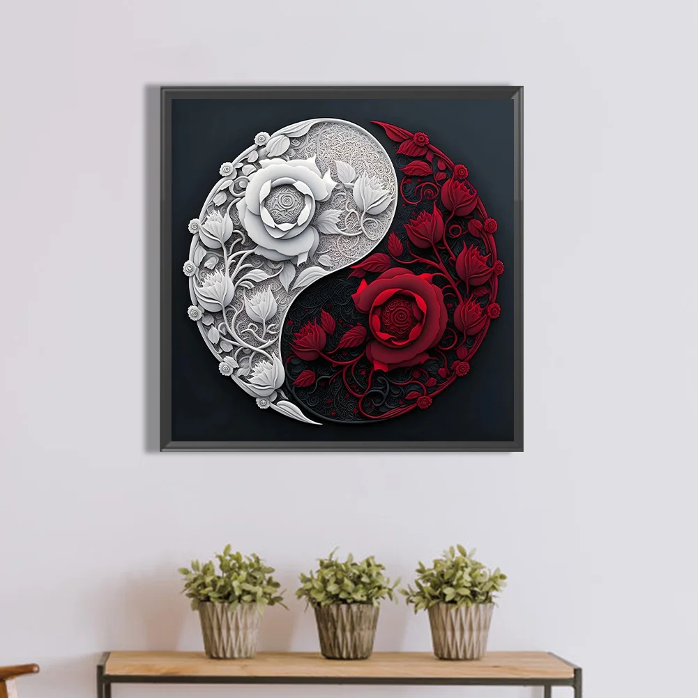 Diamond Painting - Full Round Drill - Yin Yang Flower(30*30cm)