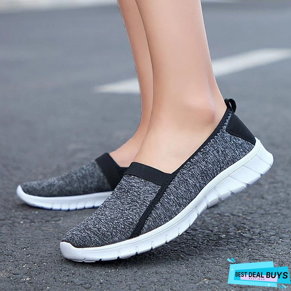 Women Slip On Loafers Plus Size Breathable Mesh Ballet Sneakers Flat Shoes