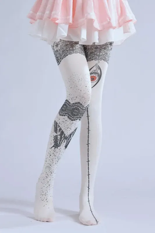 Gothic Zipper High Waist Slim Socks