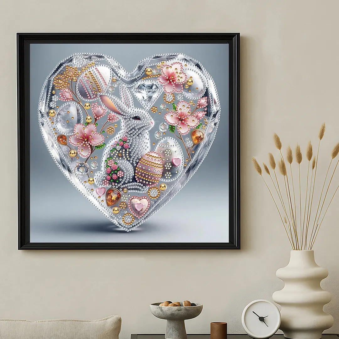 Easter Rabbit Special Shaped 5D DIY Partial Drill Diamond Painting Kits for Adults Beginners Home Decor Diamonds Paintings Gem Art 30x30cm