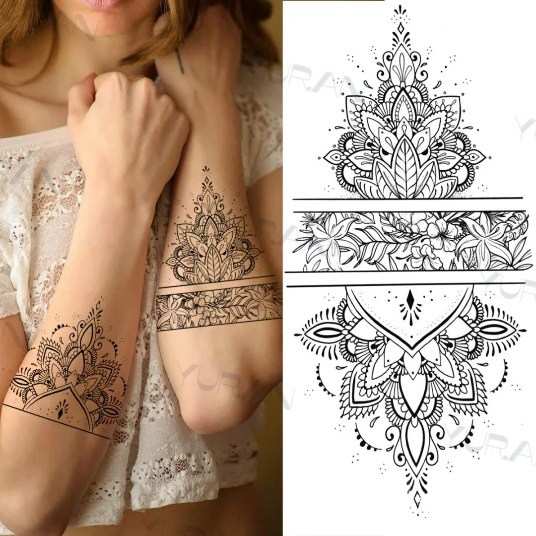 Sdrawing Catcher Rose Flower Temporary Tattoos For Women Adult Henna Moon Feather Owl Fake Tatoos Realistic Sexy Chest Tattoo Paste