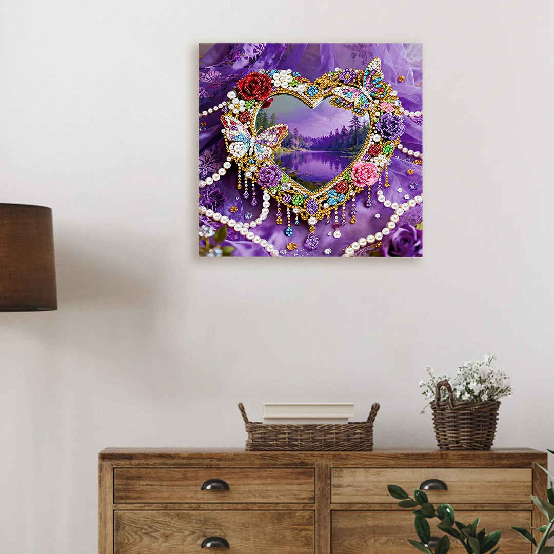 Heart DIY Pearl Art Diamond Painting Kit for Adult Home Decor 25x25cm With Frame