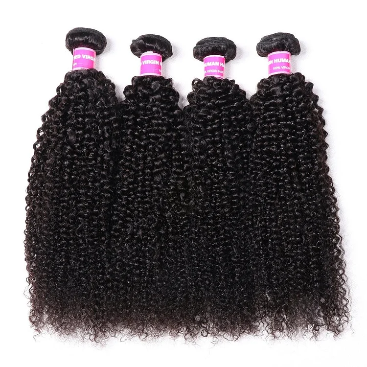 Hair 4 Bundles Peruvian Kinky Curly Virgin 100% Human Virgin Hair Weave Deals