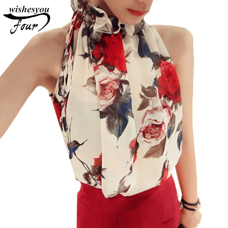 2021 New Fashion Women Tops Chiffon Floral Print Blouses Ruffles Turtleneck Shirt Vest Design Loose Brand women clothing C988 30