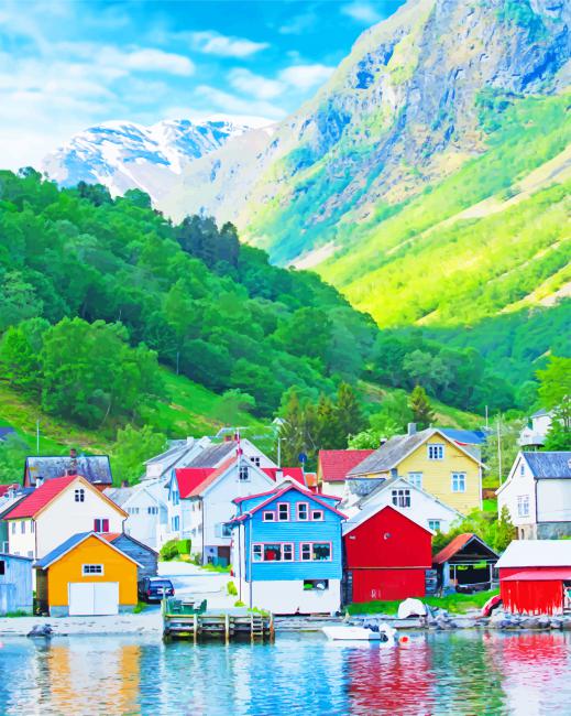 

Norway Colored Houses – Paint By Numbers - 40*50CM, 501 Original