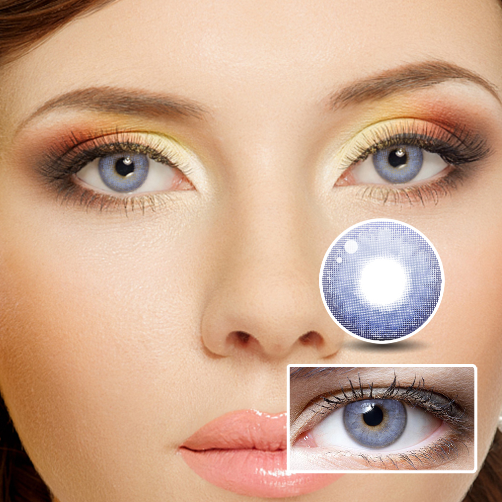 Bluish Charm Yearly Prescription Colored Contacts for Dark Eyes, Comfy Colored  Contact Lenses, Colored Eye Contacts for Brown Eyes NEBULALENS