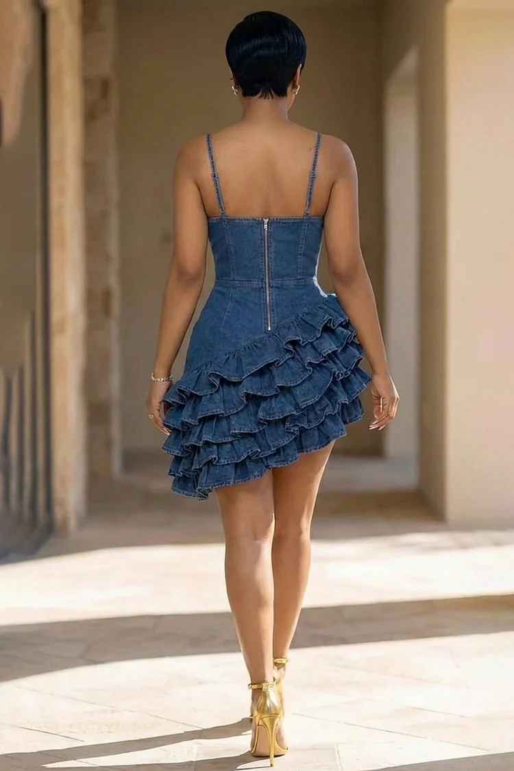 denim strapless dress long Jendue US Women's Monte Midi - Blue Chic High Thigh Slit Web Collection: Halloween Color:nude/beige Womens Dresses Green Denim