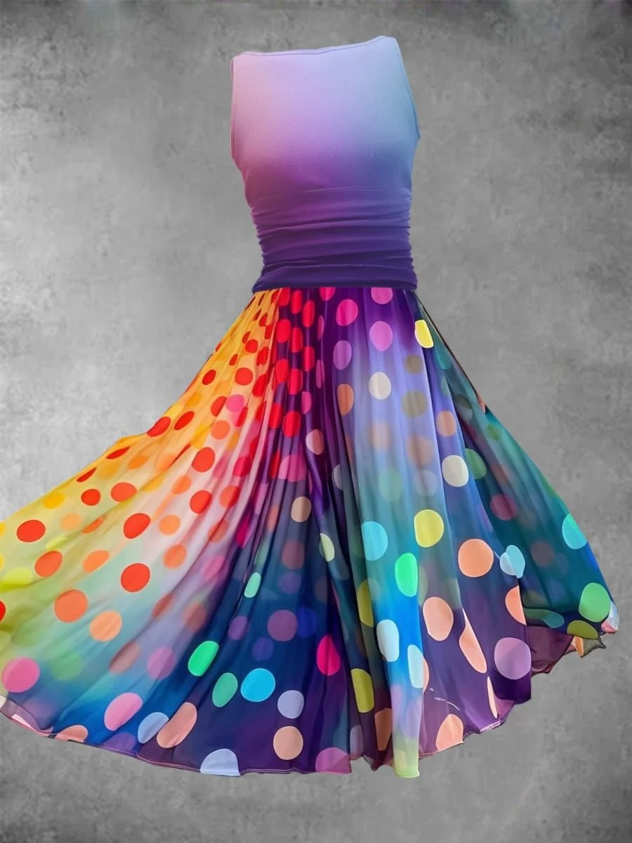 Women's Summer Polka Dot Gradient Maxi Dress