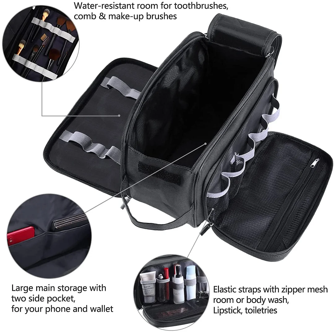 Large Toiletry Bag for Men, PU Leather Travel Toiletry Organizer
