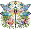 Dragonfly DIY Special Shape Double sided Print Clear Diamond Art Kit Wooden Framed Diamond Painting Kit(21.5x21.5cm)
