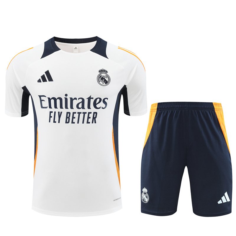 Real Madrid 24-25 Short-Sleeve Training Set - White & Deep Blue