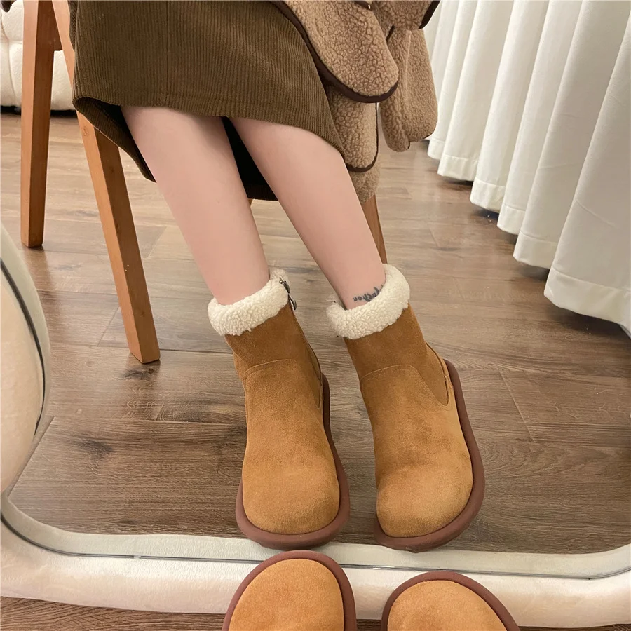 Yyvonne Boots Women 2025 Winter New Sen Series Retro Plus Velvet Cotton Shoes Soles Of Casual Hair To Keep Warm Short Boots Women
