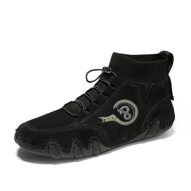 Wongn Wongn New Men's Casual Shoes Korean Version Of High-Top Socks Octopus Fish Beans Shoes Round Head Breathable Daily Father Shoes