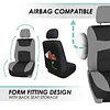 FH Group Universal Fit Gray Black Automotive Seat Covers Combo Set with Steering Wheel Cover and Seat Belt Pad fits Most Cars, SUVs, and Trucks (Airbag Compatible and Split Bench)
