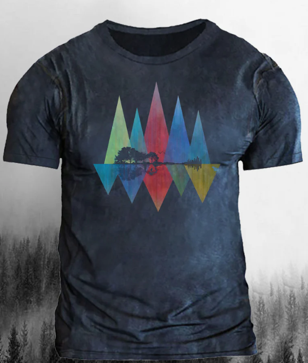 Men's Natural Guitar Retro Classic Short-Sleeved Shirt