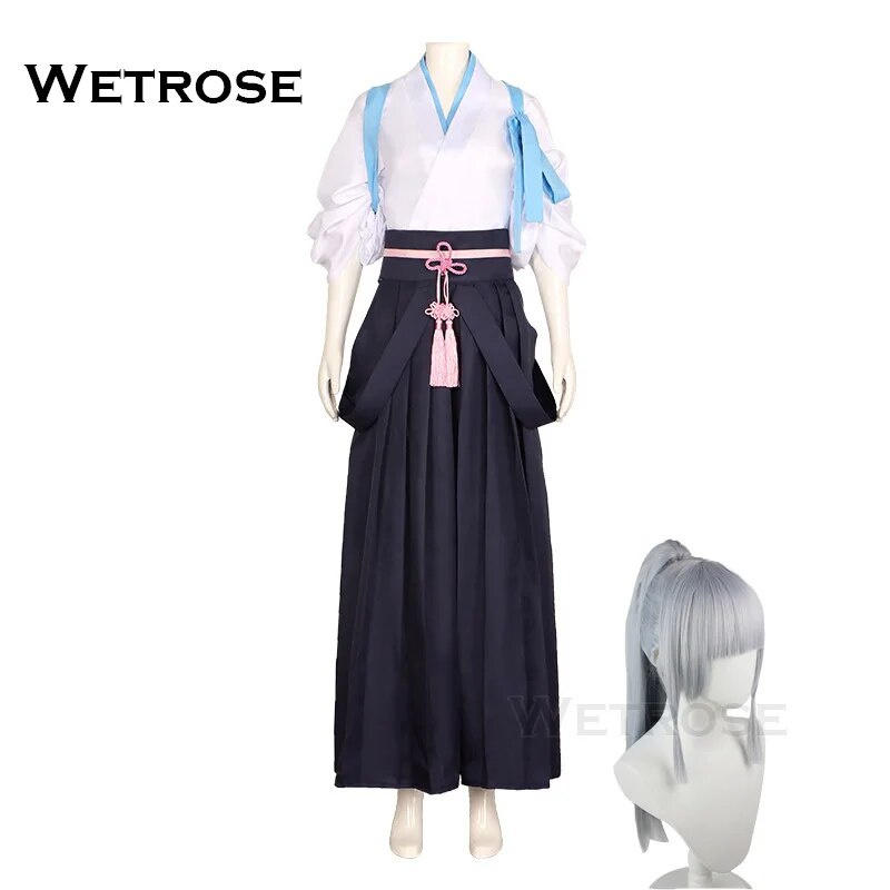 [Wetrose] In Stock Ayaka Kamisato Cosplay Costume Fanart Doujin Training Suit Kimono Genshin Impact Full Set Wig Halloween