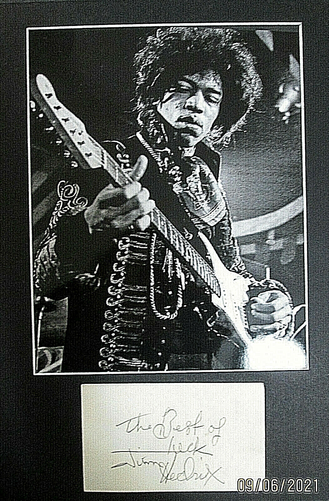 JIMI HENDRIX: (NEW YORK 1970 POP FESTIVAL) ORIG SIGN AUTOGRAPH CARD & Photo Poster painting