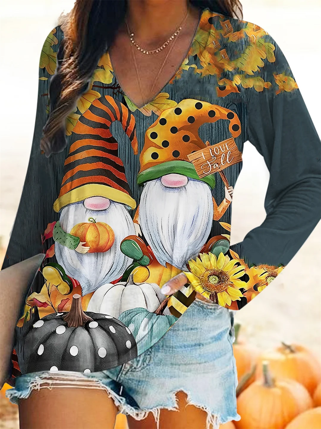 Fashionable  Christmas  Women's Print Long Sleeve T-Shirt.