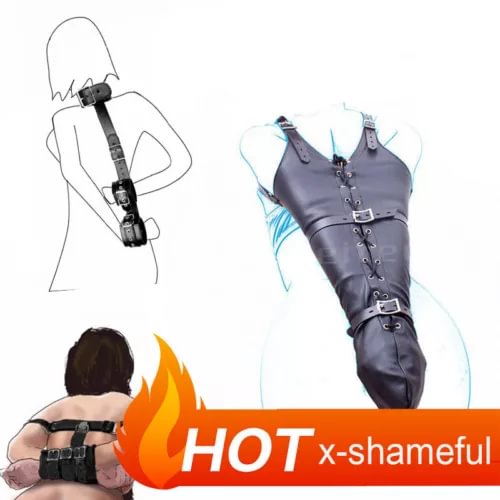 pornhint Pornhint PU Leather Armbinder Body Harness Behind Straight Jacket Slaver Restraint Set Libido