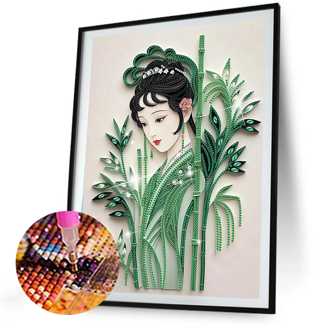 Diamond Painting - Partial Special Shaped Drill - Bamboo Beauty(Canvas|30x40cm)