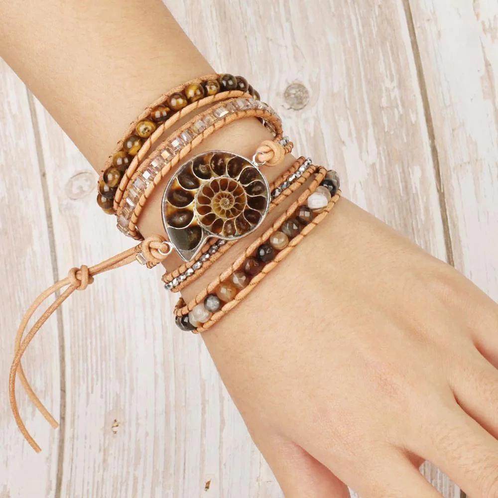 Beaded Ocean Sea Shell Wrap Around Bracelet